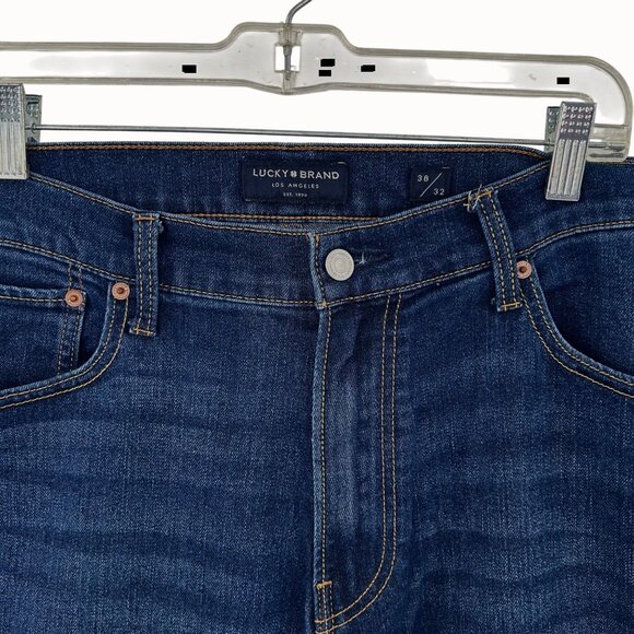Lucky Brand Men's 410 Athletic Slim Fit Blue Denim Jeans 38x32 Dark Wash - Picture 5 of 8